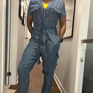 Soft denim jumpsuit.